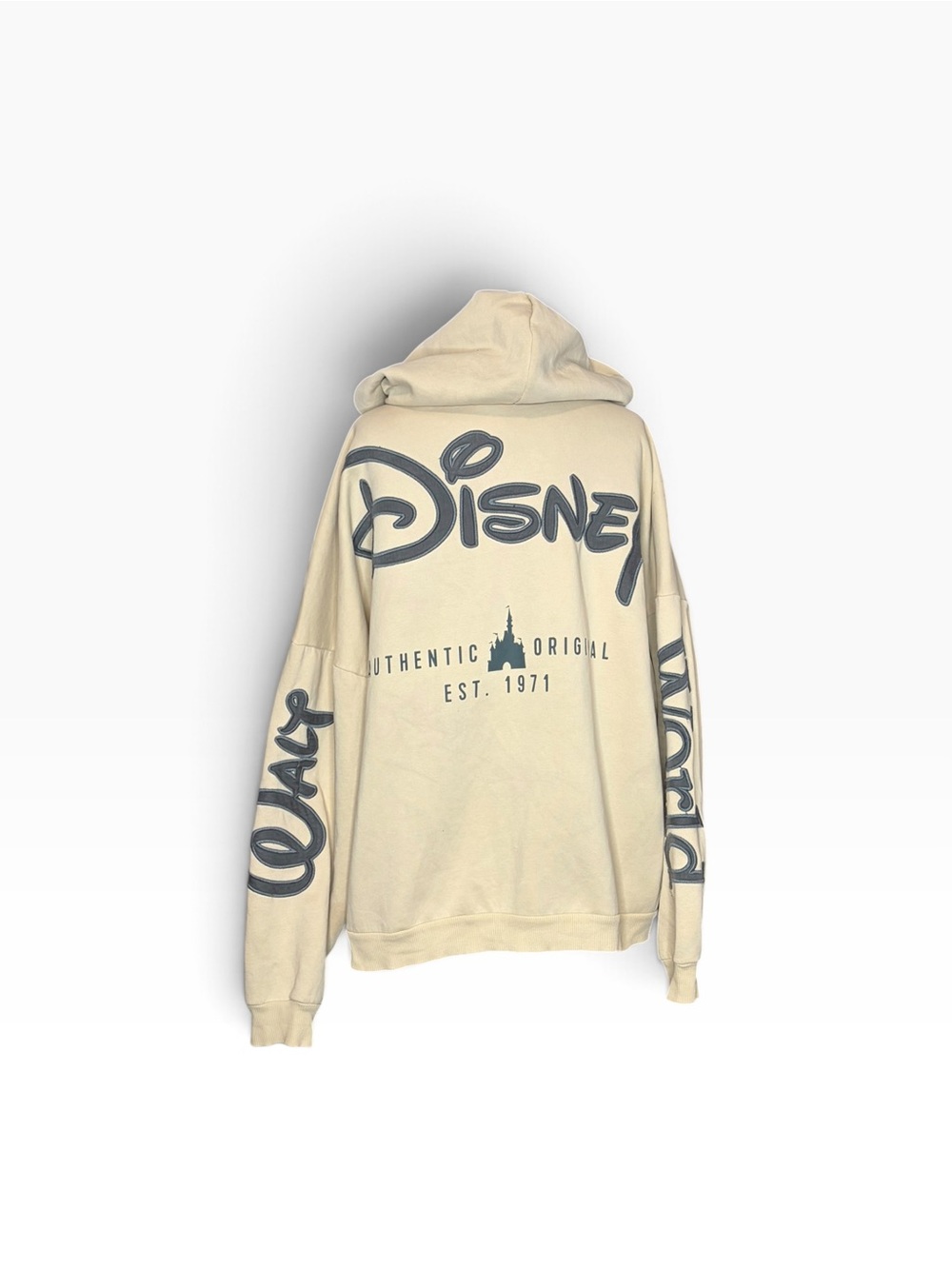 Disney Cream Zip Up Hoodie Jacket with Large Logo Graphics Viral
